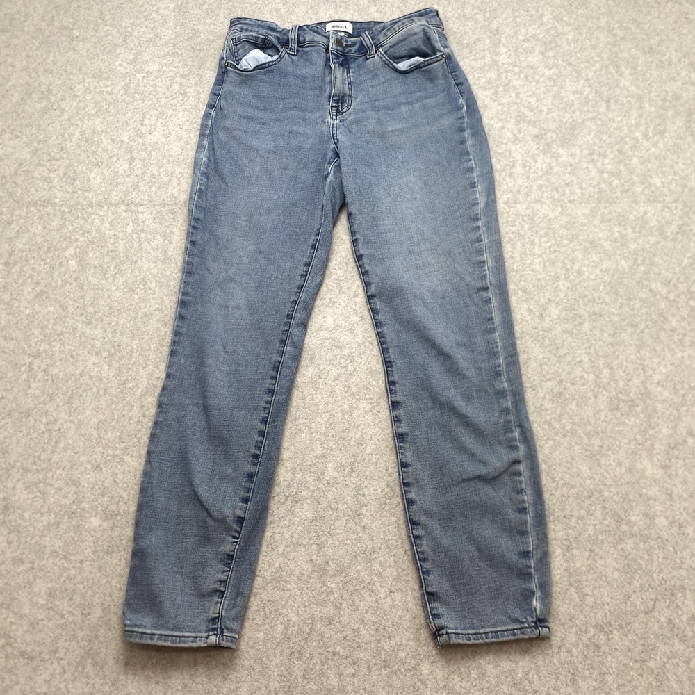 Pistola Womens 29 Straight Jeans 28x27 Blue High Rise Medium Wash P6371MNTLAR